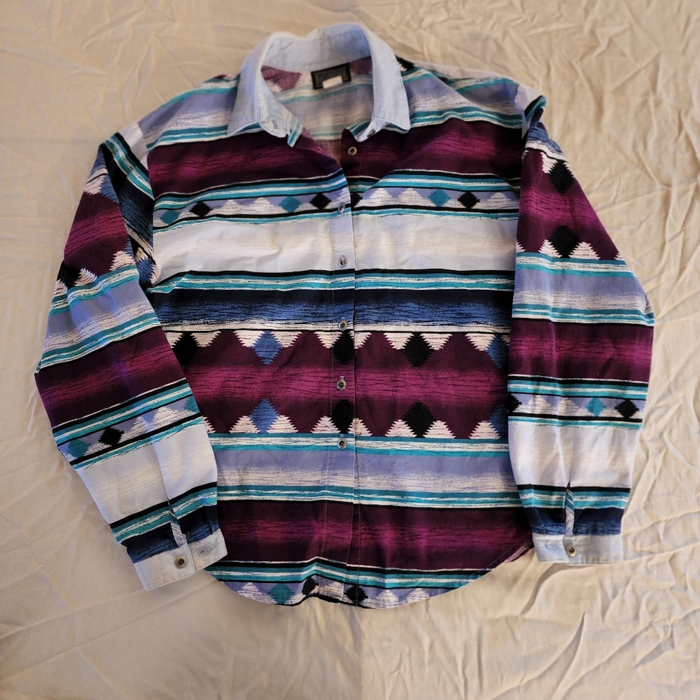 Rough Rider Long sleeve Button Up Shirt Women's Large USA